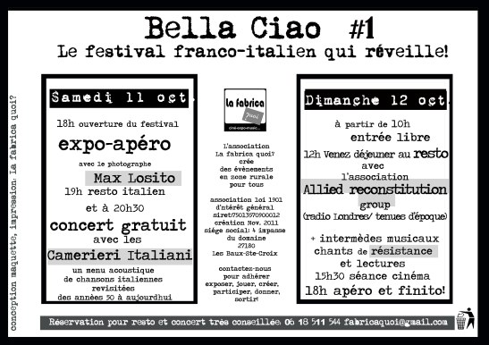 programme Bella Ciao La fabrica quoi