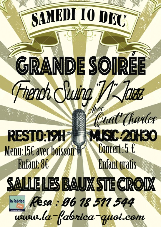 AFFICHE SWING JAZZ QUAT CHARLES LA FABRICA QUOI  2016 
